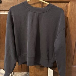 lululemon Women's Perfectly Oversized Ribbed Crop Crew Sweatshirt -Charcoal Gray